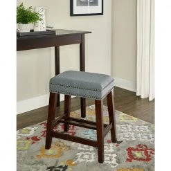 Will Grey Counter Stool with Plush Upholstered Seat by Linon Home Decor 15 Will Grey Counter Stool with Plush Upholstered Seat by Linon Home Decor -Linon Home Decor Shop gray walnut linon home decor bar stools thd00604 31 1000