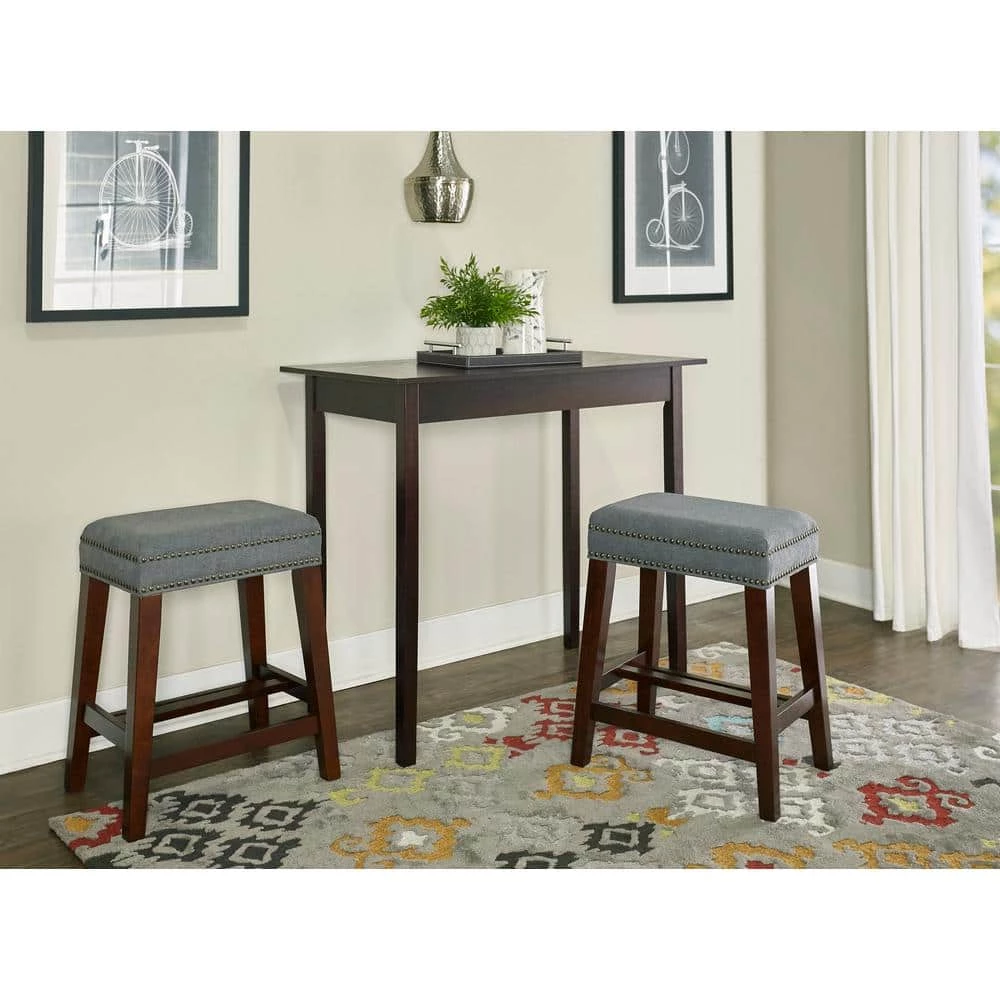 Will Grey Counter Stool with Plush Upholstered Seat by Linon Home Decor 5 Will Grey Counter Stool with Plush Upholstered Seat by Linon Home Decor - Image 3