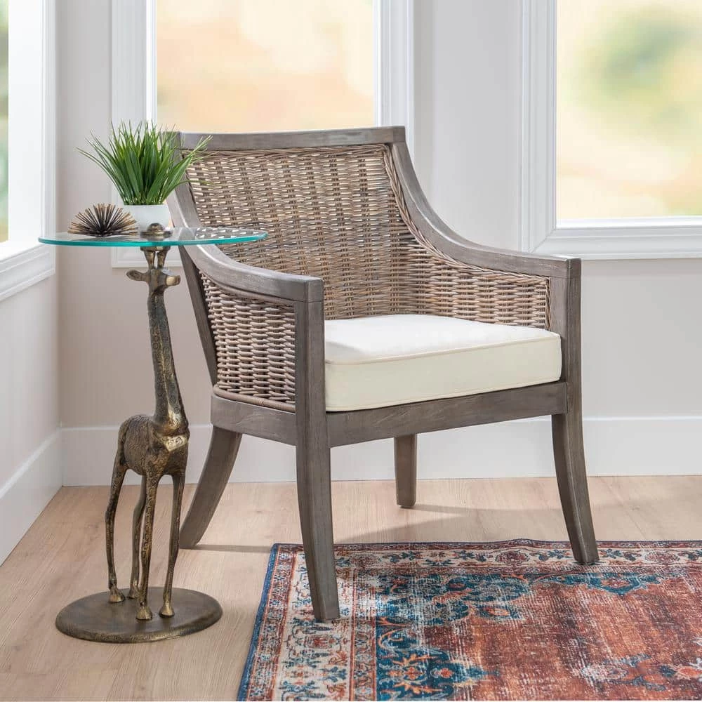 Panama Grey Wash Finish with Beige Polyester Cushion Arm Chair by Linon Home Decor 10 Panama Grey Wash Finish with Beige Polyester Cushion Arm Chair by Linon Home Decor - Image 8