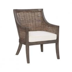 Panama Grey Wash Finish with Beige Polyester Cushion Arm Chair by Linon Home Decor