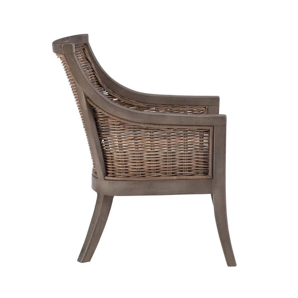 Panama Grey Wash Finish with Beige Polyester Cushion Arm Chair by Linon Home Decor 4 Panama Grey Wash Finish with Beige Polyester Cushion Arm Chair by Linon Home Decor - Image 2