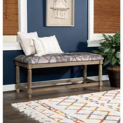 Linon Kristin Grey Kilim Print Bench by Linon Home Decor 15 Linon Kristin Grey Kilim Print Bench by Linon Home Decor -Linon Home Decor Shop gray wash linon home decor bedroom benches thd02618 31 1000