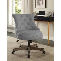 Sinclair Light Gray and White Dots Upholstered Fabric with Gray Wood Base Office Chair by Linon Home Decor 17 Sinclair Light Gray and White Dots Upholstered Fabric with Gray Wood Base Office Chair by Linon Home Decor -Linon Home Decor Shop gray with dots linon home decor task chairs 178403ltgry01u 31 1000