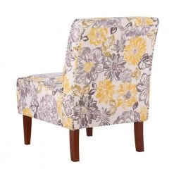 Lillie Gray and Yellow Polyester Accent Chair with Dark Walnut Legs by Linon Home Decor -Linon Home Decor Shop gray yellow linon home decor accent chairs thd03224 66 1000