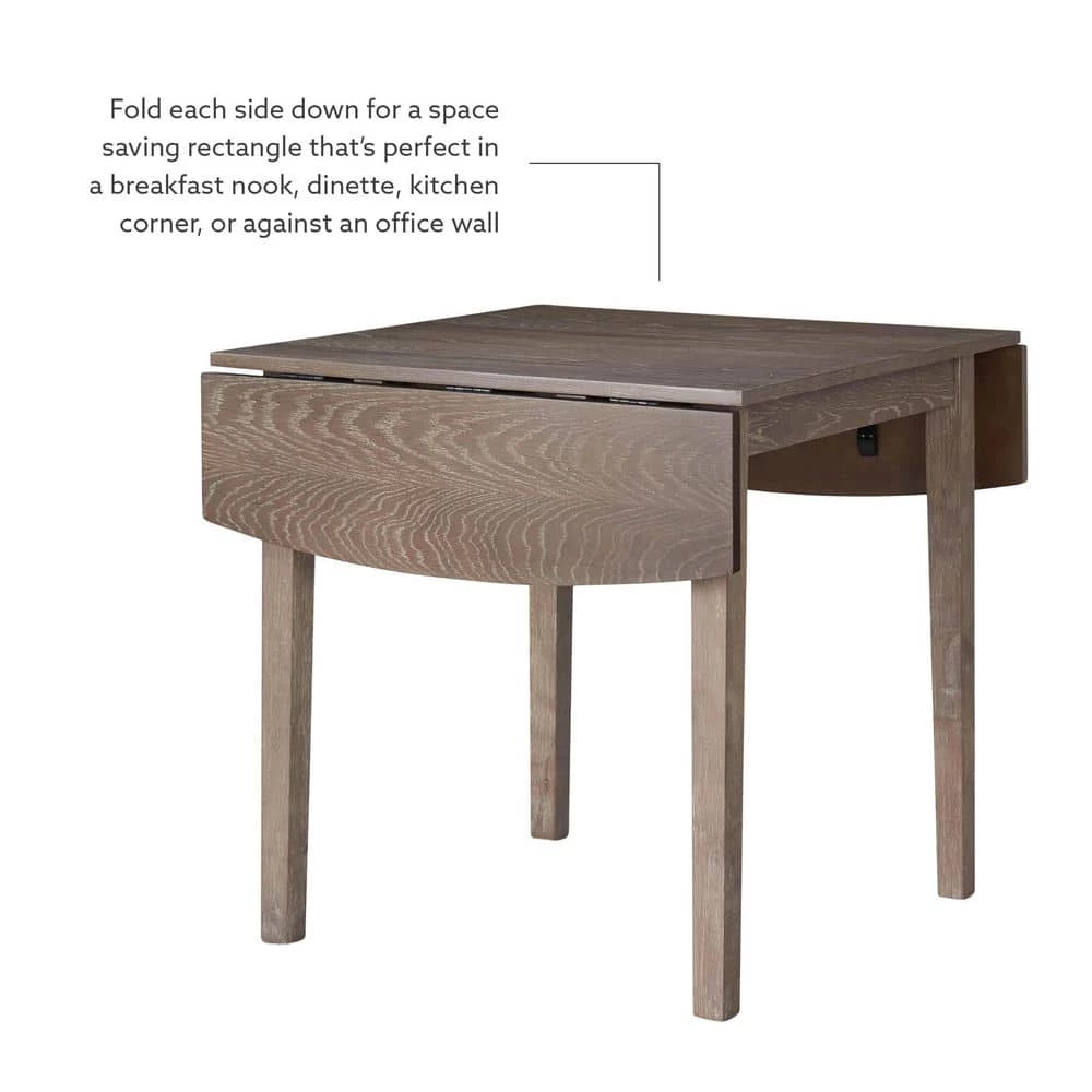 Hubbard 48 in. L Square Gray Wash Wood Top Drop Leaf Table (Seats 4) by Linon Home Decor 12 Hubbard 48 in. L Square Gray Wash Wood Top Drop Leaf Table (Seats 4) by Linon Home Decor - Image 10