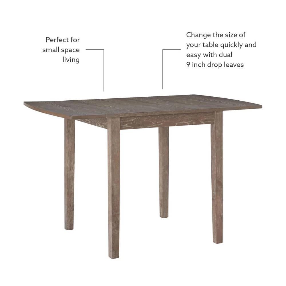 Hubbard 48 in. L Square Gray Wash Wood Top Drop Leaf Table (Seats 4) by Linon Home Decor 13 Hubbard 48 in. L Square Gray Wash Wood Top Drop Leaf Table (Seats 4) by Linon Home Decor - Image 11