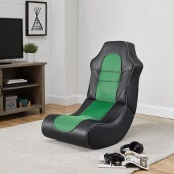 Walter 34.5 in. Green and Black Faux Leather and Mesh Rocking Gaming Chair by Linon Home Decor -Linon Home Decor Shop green linon home decor gaming chairs thd03022 31 1000