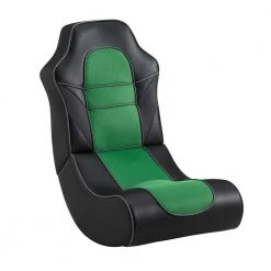 Walter 34.5 in. Green and Black Faux Leather and Mesh Rocking Gaming Chair by Linon Home Decor