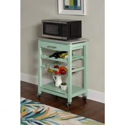 Todd Green Kitchen Cart with Granite Top and Storage by Linon Home Decor 13 Todd Green Kitchen Cart with Granite Top and Storage by Linon Home Decor -Linon Home Decor Shop green linon home decor kitchen carts thd03295 4f 1000