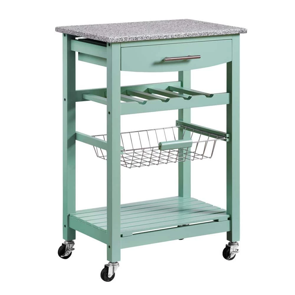 Todd Green Kitchen Cart with Granite Top and Storage by Linon Home Decor 3 Todd Green Kitchen Cart with Granite Top and Storage by Linon Home Decor