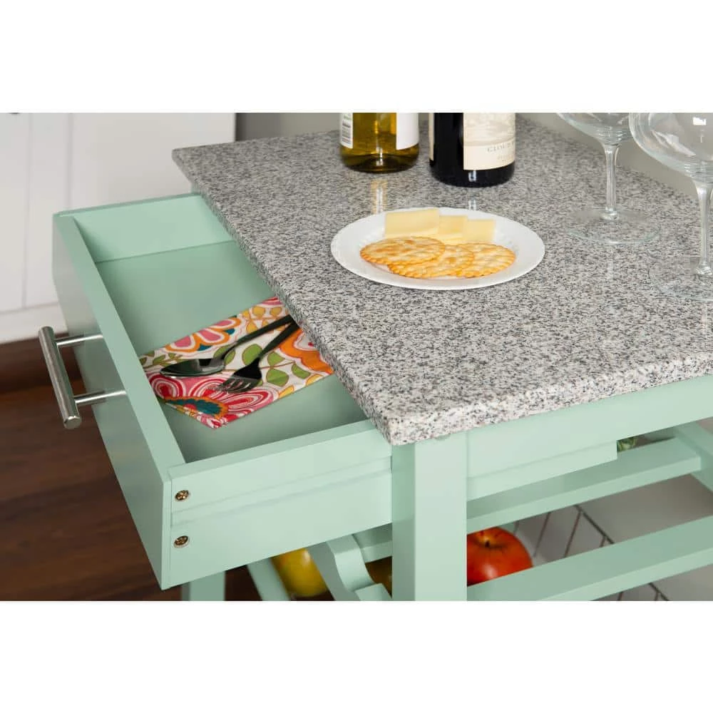 Todd Green Kitchen Cart with Granite Top and Storage by Linon Home Decor 5 Todd Green Kitchen Cart with Granite Top and Storage by Linon Home Decor - Image 3