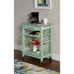 Todd Green Kitchen Cart with Granite Top and Storage by Linon Home Decor 12 Todd Green Kitchen Cart with Granite Top and Storage by Linon Home Decor -Linon Home Decor Shop green linon home decor kitchen carts thd03295 c3 1000