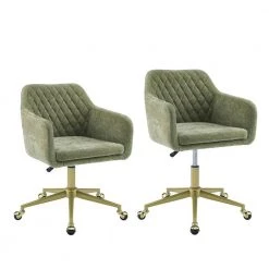 Sterling Green Velvet Quilted Office Chair with Arm Rests by Linon Home Decor -Linon Home Decor Shop green linon home decor task chairs thd03173 40 1000