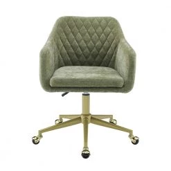 Sterling Green Velvet Quilted Office Chair with Arm Rests by Linon Home Decor -Linon Home Decor Shop green linon home decor task chairs thd03173 c3 1000