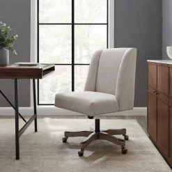 Draper Natural Linen Upholstered Swivel Office Chair by Linon Home Decor -Linon Home Decor Shop grey linon home decor task chairs thd02877 c3 1000