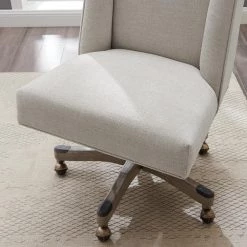 Draper Natural Linen Upholstered Swivel Office Chair by Linon Home Decor -Linon Home Decor Shop grey linon home decor task chairs thd02877 fa 1000