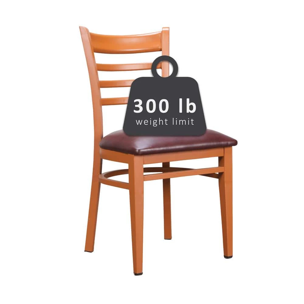 Galina Honey Metal Side Chair with Burgundy Faux Leather Seat (Carton of 2) by Linon Home Decor 10 Galina Honey Metal Side Chair with Burgundy Faux Leather Seat (Carton of 2) by Linon Home Decor - Image 8