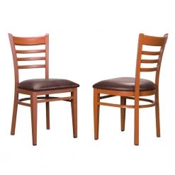 Galina Honey Metal Side Chair with Burgundy Faux Leather Seat (Carton of 2) by Linon Home Decor