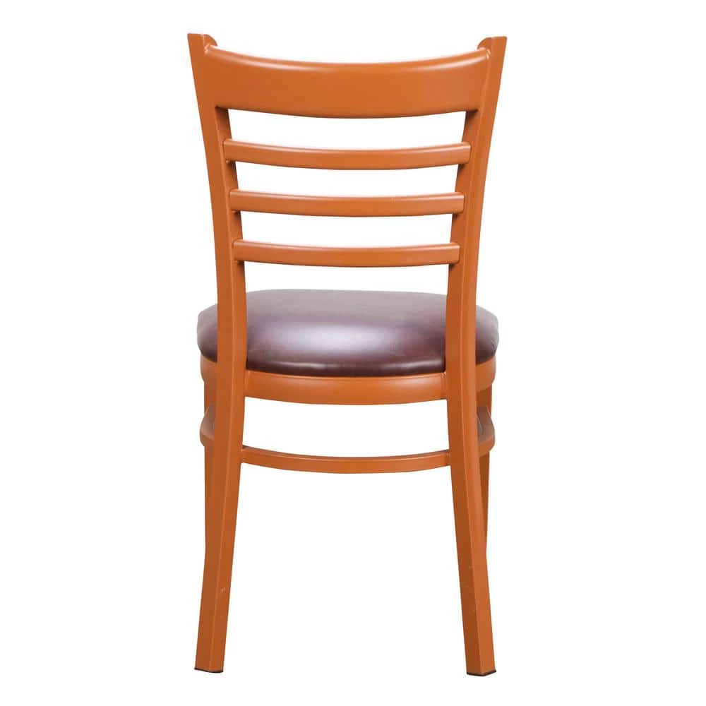 Galina Honey Metal Side Chair with Burgundy Faux Leather Seat (Carton of 2) by Linon Home Decor 6 Galina Honey Metal Side Chair with Burgundy Faux Leather Seat (Carton of 2) by Linon Home Decor - Image 4