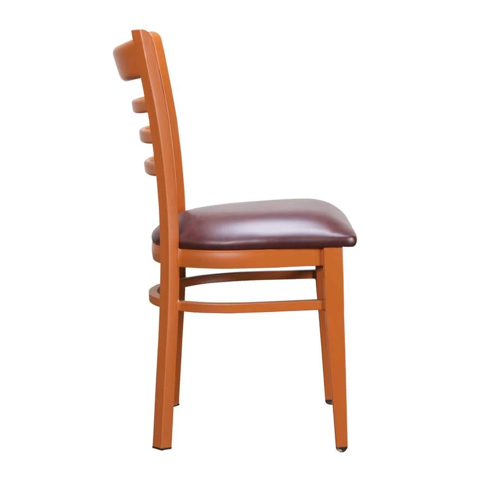 Galina Honey Metal Side Chair with Burgundy Faux Leather Seat (Carton of 2) by Linon Home Decor 4 Galina Honey Metal Side Chair with Burgundy Faux Leather Seat (Carton of 2) by Linon Home Decor - Image 2