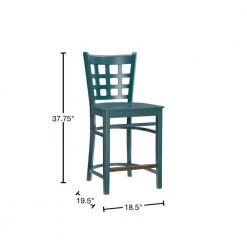 Dixie 37.75 in. Green Grid Back Wood 24 in. Counter Stool with Wood Seat (Set of 2) by Linon Home Decor -Linon Home Decor Shop hunter green linon home decor bar stools thdac3783 40 1000