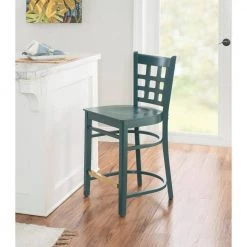 Dixie 37.75 in. Green Grid Back Wood 24 in. Counter Stool with Wood Seat (Set of 2) by Linon Home Decor -Linon Home Decor Shop hunter green linon home decor bar stools thdac3783 44 1000