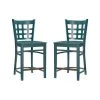 Dixie 37.75 in. Green Grid Back Wood 24 in. Counter Stool with Wood Seat (Set of 2) by Linon Home Decor -Linon Home Decor Shop hunter green linon home decor bar stools thdac3783 64 1000