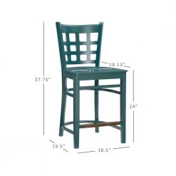 Dixie 37.75 in. Green Grid Back Wood 24 in. Counter Stool with Wood Seat (Set of 2) by Linon Home Decor -Linon Home Decor Shop hunter green linon home decor bar stools thdac3783 fa 1000
