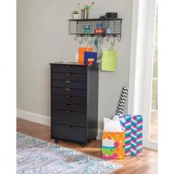 McLeod Black Eight Drawer Rolling Storage Cart by Linon Home Decor -Linon Home Decor Shop ink black linon home decor accent cabinets thd02935 31 1000