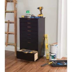 McLeod Black Eight Drawer Rolling Storage Cart by Linon Home Decor -Linon Home Decor Shop ink black linon home decor accent cabinets thd02935 44 1000