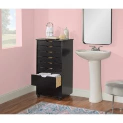 McLeod Black Eight Drawer Rolling Storage Cart by Linon Home Decor -Linon Home Decor Shop ink black linon home decor accent cabinets thd02935 4f 1000