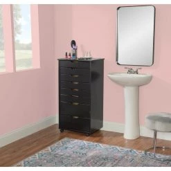 McLeod Black Eight Drawer Rolling Storage Cart by Linon Home Decor -Linon Home Decor Shop ink black linon home decor accent cabinets thd02935 c3 1000