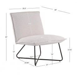 LauraLee Ivory Sherpa and Black Metal Modern Accent Chair by Linon Home Decor -Linon Home Decor Shop ivory linon home decor accent chairs thd02944 1f 1000