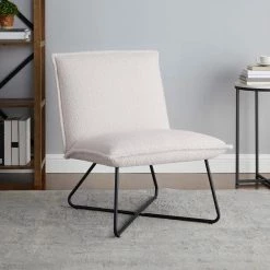 LauraLee Ivory Sherpa and Black Metal Modern Accent Chair by Linon Home Decor -Linon Home Decor Shop ivory linon home decor accent chairs thd02944 4f 1000