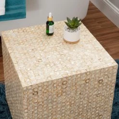 Kora 16 in. Ivory 18 in. H Square Capiz Shell End Table with Geometric Design by Linon Home Decor 15 Kora 16 in. Ivory 18 in. H Square Capiz Shell End Table with Geometric Design by Linon Home Decor -Linon Home Decor Shop ivory linon home decor end side tables thd03159 1f 1000