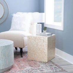 Kora 16 in. Ivory 18 in. H Square Capiz Shell End Table with Geometric Design by Linon Home Decor 17 Kora 16 in. Ivory 18 in. H Square Capiz Shell End Table with Geometric Design by Linon Home Decor -Linon Home Decor Shop ivory linon home decor end side tables thd03159 31 1000