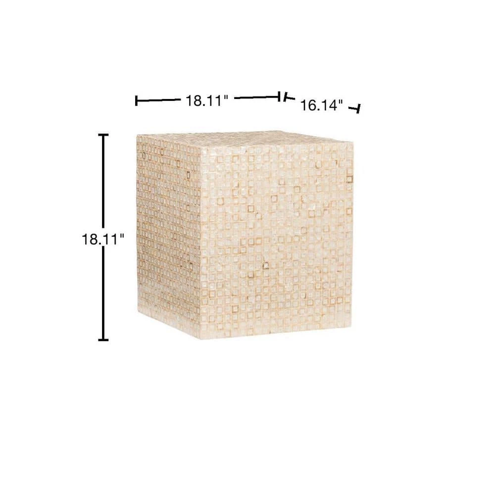 Kora 16 in. Ivory 18 in. H Square Capiz Shell End Table with Geometric Design by Linon Home Decor 5 Kora 16 in. Ivory 18 in. H Square Capiz Shell End Table with Geometric Design by Linon Home Decor - Image 3