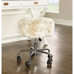 Des 18.25 in. Snow Leopard Adjustable Height Rolling Stool by Linon Home Decor 11 Des 18.25 in. Snow Leopard Adjustable Height Rolling Stool by Linon Home Decor -Linon Home Decor Shop leopard print linon home decor bar stools thd03554 31 1000