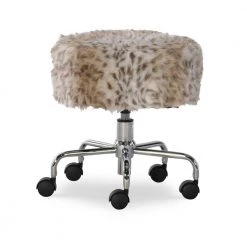 Des 18.25 in. Snow Leopard Adjustable Height Rolling Stool by Linon Home Decor