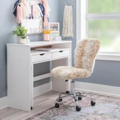 Lacey Leopard Faux Fur Task Chair with Adjustable Seating by Linon Home Decor -Linon Home Decor Shop leopard print linon home decor task chairs thd03531 31 1000