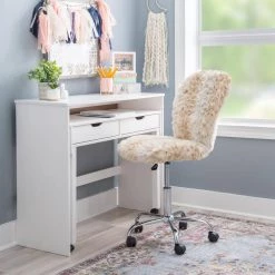 Lacey Leopard Faux Fur Task Chair with Adjustable Seating by Linon Home Decor -Linon Home Decor Shop leopard print linon home decor task chairs thd03531 44 1000