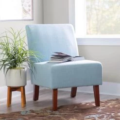 Eucalyptus Light Blue Polyester Accent Chair with Padded Seat and Back by Linon Home Decor -Linon Home Decor Shop light blue linon home decor accent chairs thd03276 31 1000