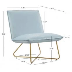 LauraLee Light Blue Polyester Velvet Accent Chair by Linon Home Decor -Linon Home Decor Shop light blue linon home decor accent chairs thd04096 44 1000