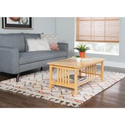 Linon 41 in. Light Brown Large Rectangle Wood Coffee Table with Shelf by Linon Home Decor -Linon Home Decor Shop light brown linon home decor coffee tables thd02697 4f 1000