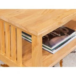 Linon 41 in. Light Brown Large Rectangle Wood Coffee Table with Shelf by Linon Home Decor -Linon Home Decor Shop light brown linon home decor coffee tables thd02697 76 1000