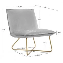 LauraLee Light Gray Polyester Velvet Accent Chair by Linon Home Decor 16 LauraLee Light Gray Polyester Velvet Accent Chair by Linon Home Decor -Linon Home Decor Shop light gray linon home decor accent chairs thd04095 44 1000