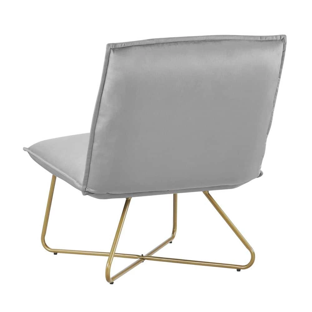 LauraLee Light Gray Polyester Velvet Accent Chair by Linon Home Decor 7 LauraLee Light Gray Polyester Velvet Accent Chair by Linon Home Decor - Image 5