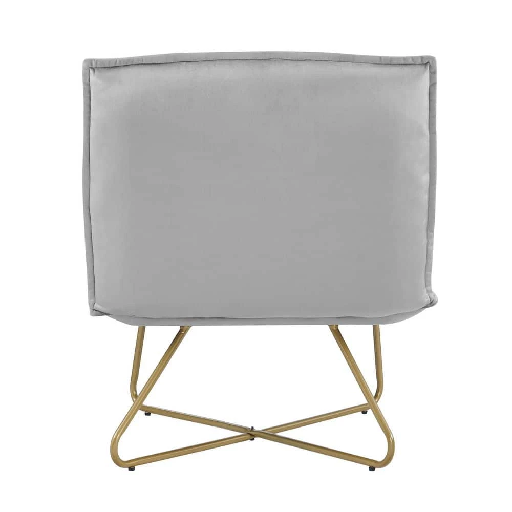 LauraLee Light Gray Polyester Velvet Accent Chair by Linon Home Decor 5 LauraLee Light Gray Polyester Velvet Accent Chair by Linon Home Decor - Image 3