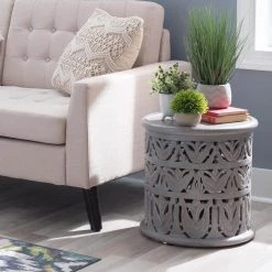 Serena Light Gray Side Table by Linon Home Decor -Linon Home Decor Shop light gray linon home decor end side tables hd221935 31 1000