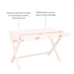 Sara 44 in. W Rectangular Light Pink 2-Drawer Writing Desk by Linon Home Decor -Linon Home Decor Shop light pink linon home decor writing desks thd03716 44 1000
